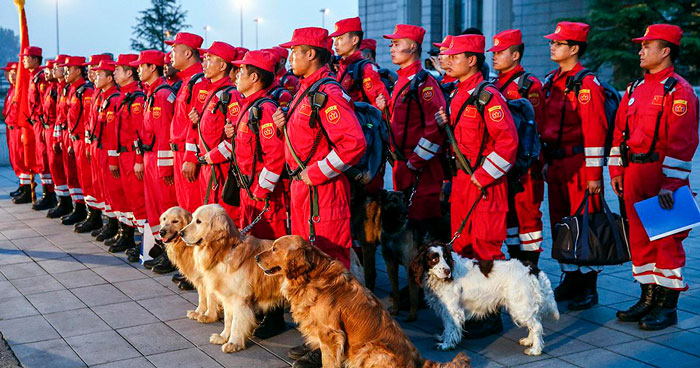 Международный отряд спасателей, ведущий поиски людей после землетрясения в Непале