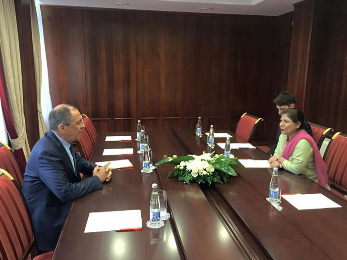 Встреча Сергея Лаврова с Исполнительным секретарём ЭСКАТО г-жой Ахтар. Фото МИД, Марии Захаровой