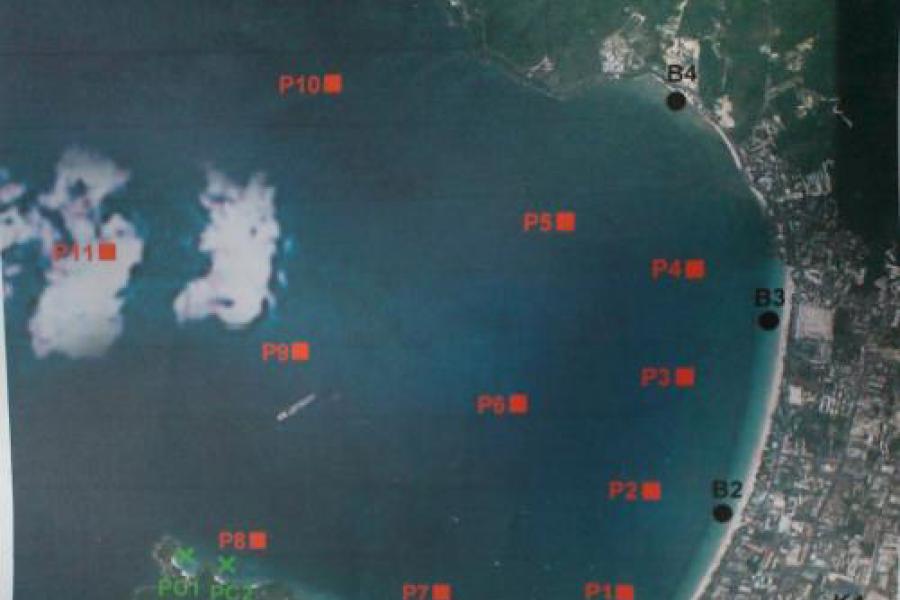 Карта контрольных точек тестирования воды в заливе Патонг