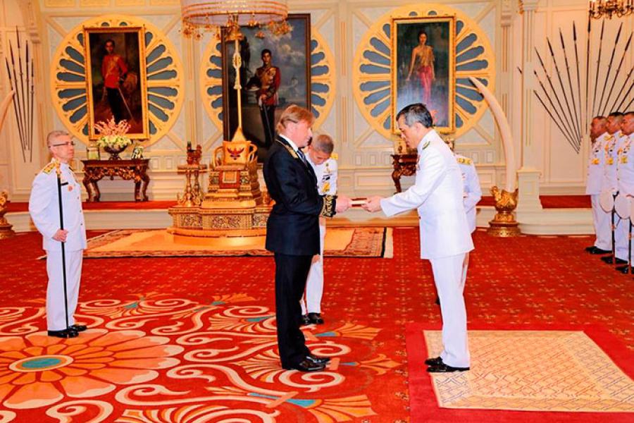 Посол Российской Федерации в Королевстве Тайланд К.М. Барский вручил верительные грамоты Его Высочеству Наследному Принцу Маха Вачиралонгкорну