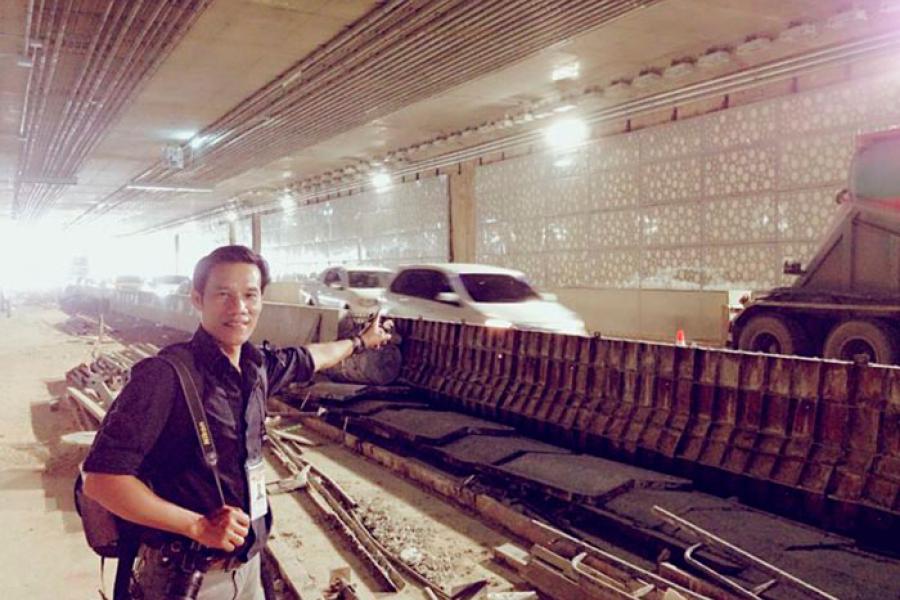 Репортер Pattaya Mail на тестовом запуске туннеля