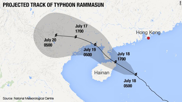 График движения супер тайфуна Rammasun