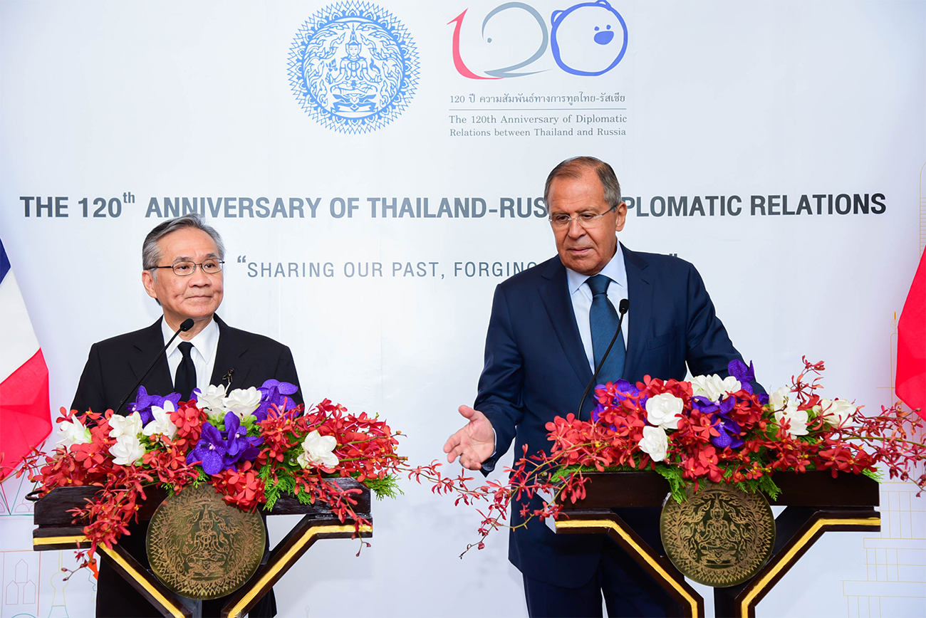 Совместная пресс-конференция министров иностранных дел РФ и Королевства Таиланд. Фото МИД Таиланда
