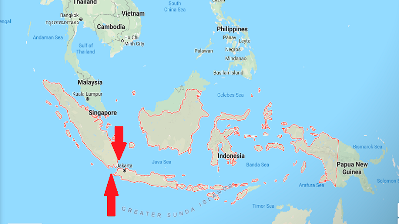 Где находится вулкан кракатау на карте. Остров Ява на карте Индонезии. Зондский пролив на карте. Проливы Индонезии. Острова Индонезии cevfnhf b ZDF.